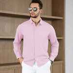 Men's Business Casual Long Sleeved Solid Color Shirt Wrinkle