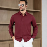 Men's Business Casual Long Sleeved Solid Color Shirt Wrinkle