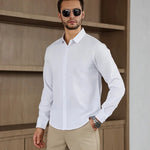 Men's Business Casual Long Sleeved Solid Color Shirt Wrinkle