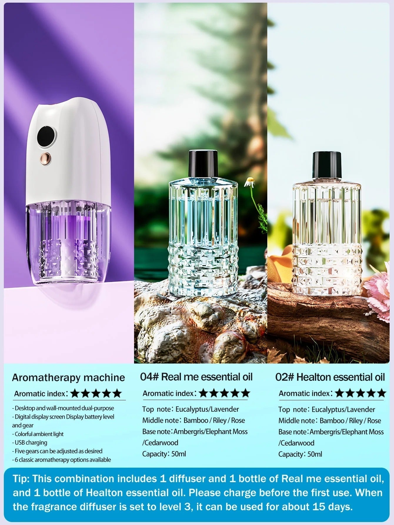 Multi-functional rechargeable portable aroma diffuser