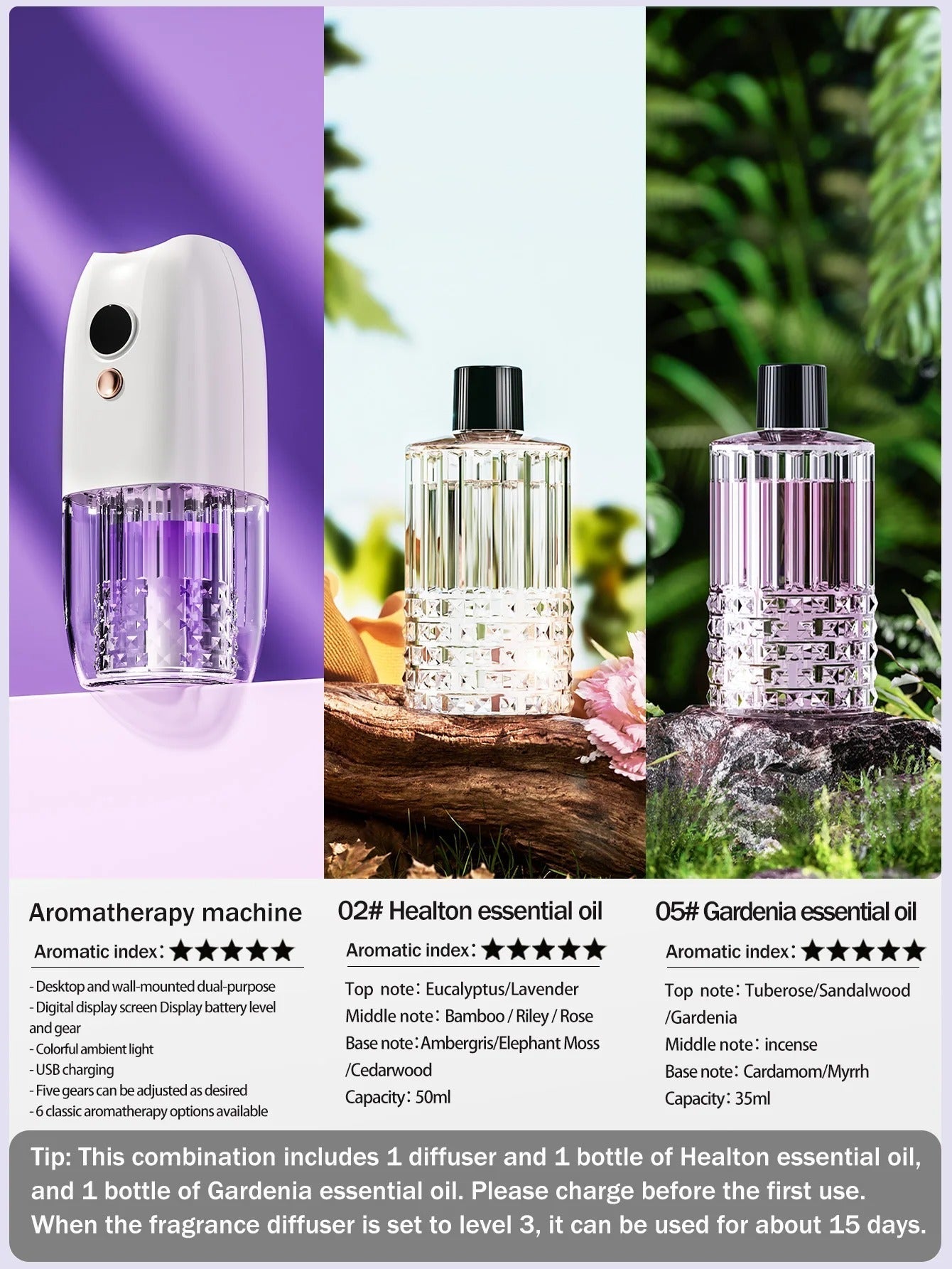 Multi-functional rechargeable portable aroma diffuser