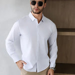 Men's Business Casual Long Sleeved Solid Color Shirt Wrinkle