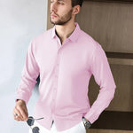 Men's Business Casual Long Sleeved Solid Color Shirt Wrinkle