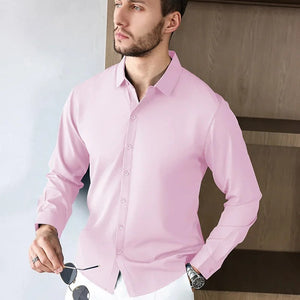 Men's Business Casual Long Sleeved Solid Color Shirt Wrinkle