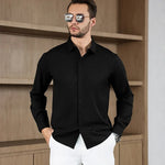 Men's Business Casual Long Sleeved Solid Color Shirt Wrinkle