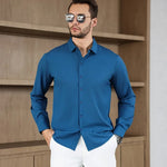 Men's Business Casual Long Sleeved Solid Color Shirt Wrinkle